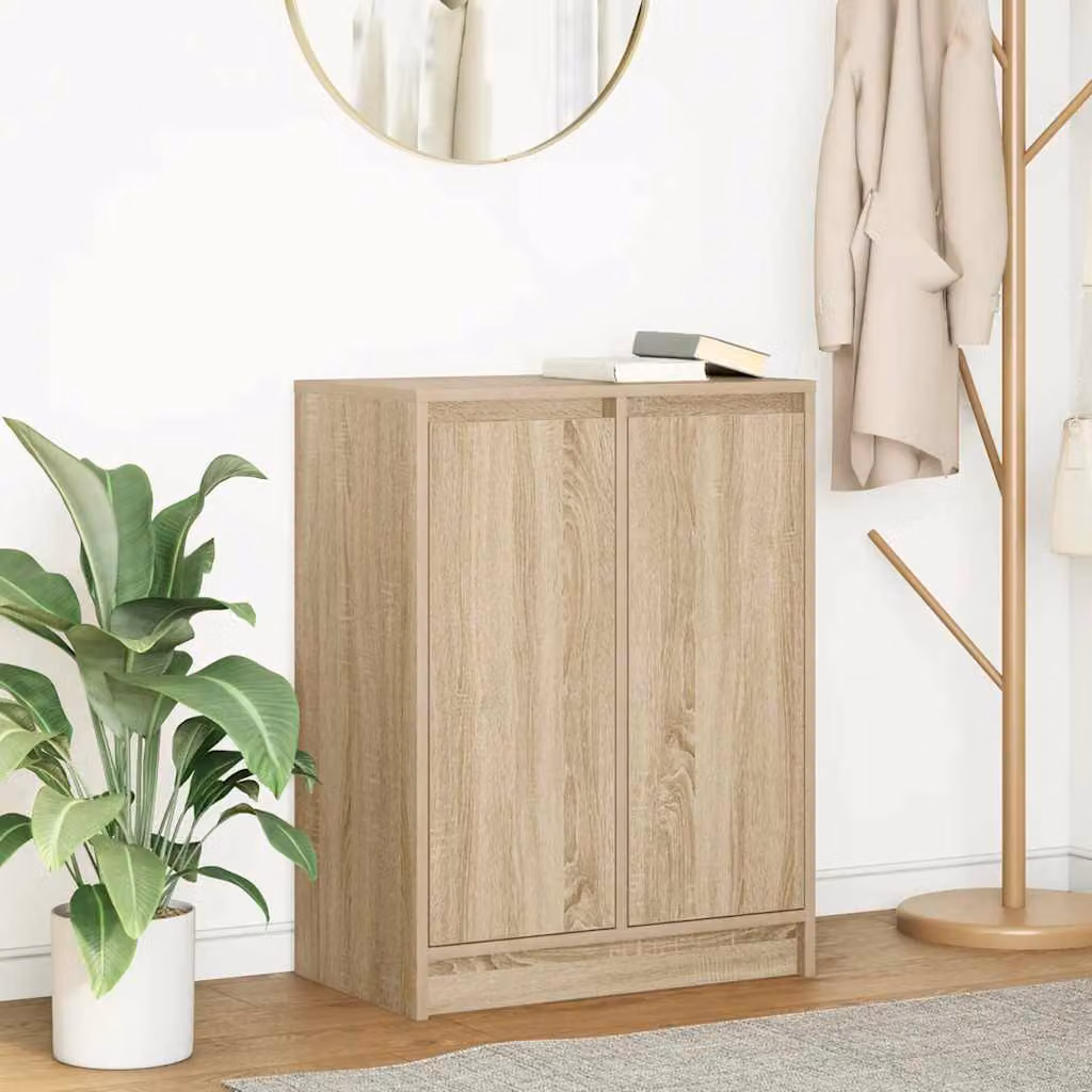 Credenza moderna vidaXL in legno multistrato e MDF, colore rovere sonoma beige e marrone, L: 57 cm, P: 34 cm, H: 76 cm