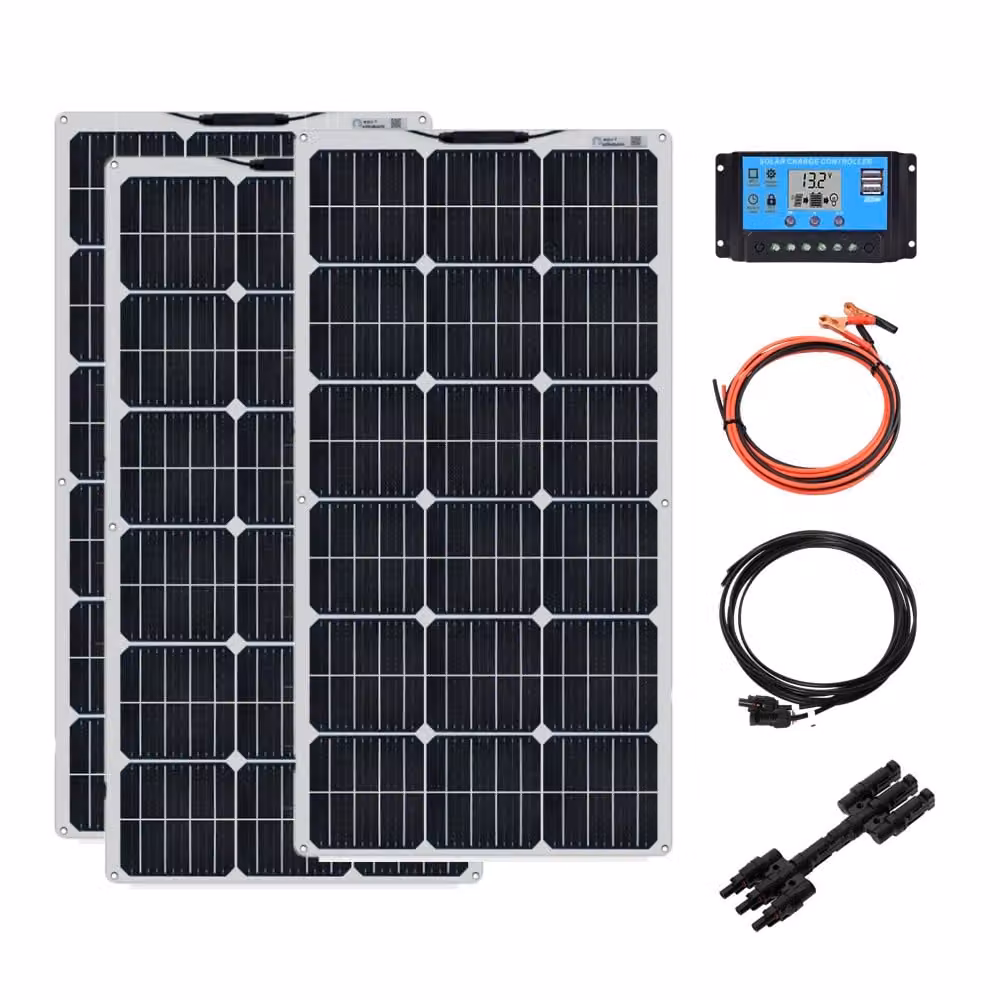 Set di pannelli solari flessibili, potenza 200W, alta efficienza, perfetti per camper e uso off-grid , set da 300W