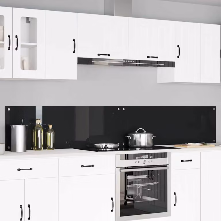 Set di 2 schienali per cucina vidaXL in vetro temperato nero, L: 120 cm, P: 40 cm