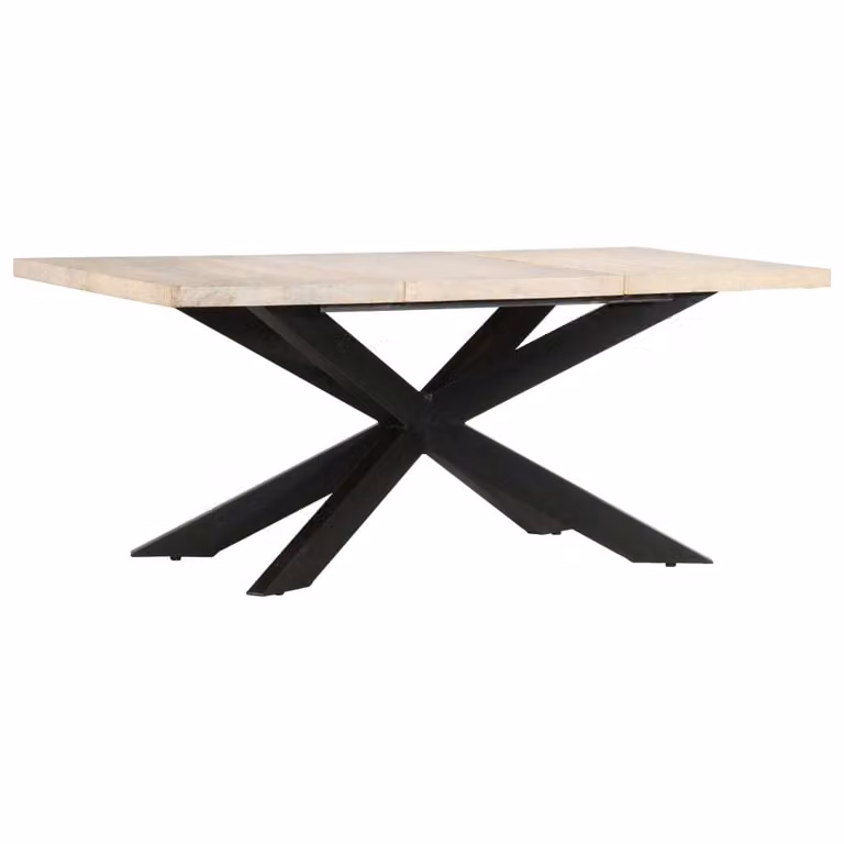 Tavolo da pranzo The Living Store 180 x 90 x 76 cm in legno massiccio di mango sbiancato