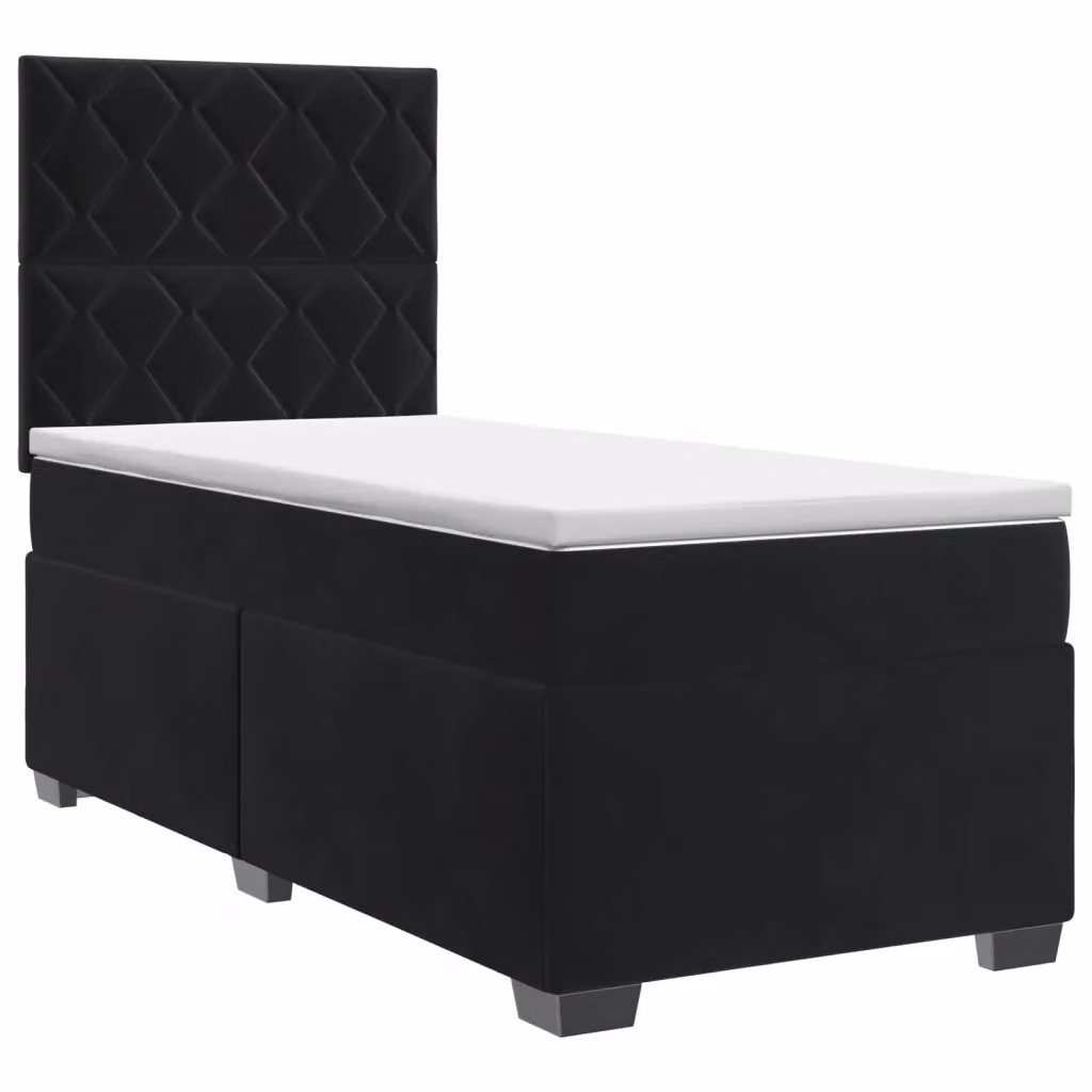 Letto box spring con materasso vidaXL in velluto nero L/P/H: 200 x 90 x 46 cm – 2