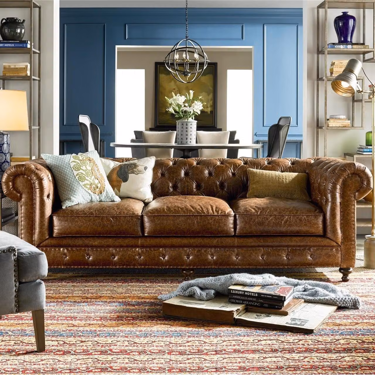 Chesterfield Sofa Couch Polster Leder Couchen Polster Garnitur 3 Sitzers