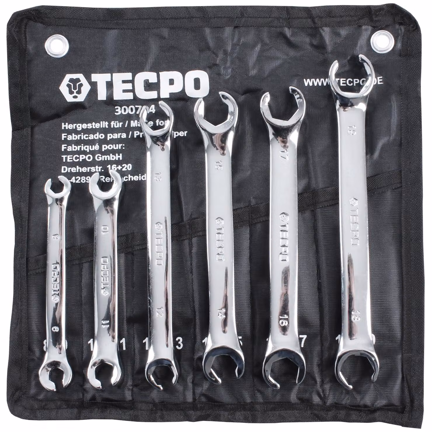 Set di chiavi a bussola aperte, da 8 a 19 mm, 6 pezzi