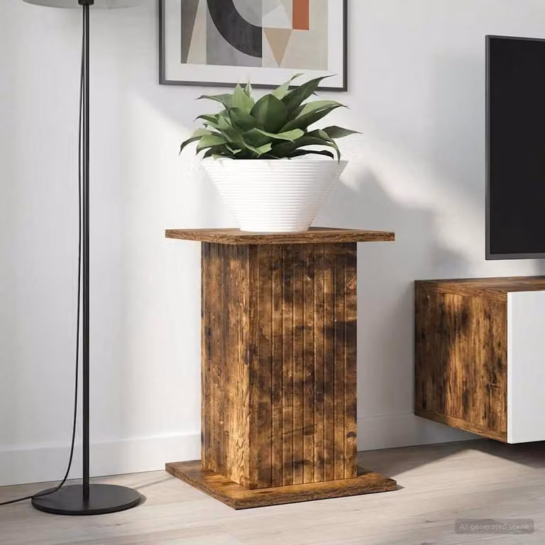 Set di 2 supporti per piante vidaXL in legno MDF color rovere fumo, L 30,5 cm x P 30 cm x H 43 cm
