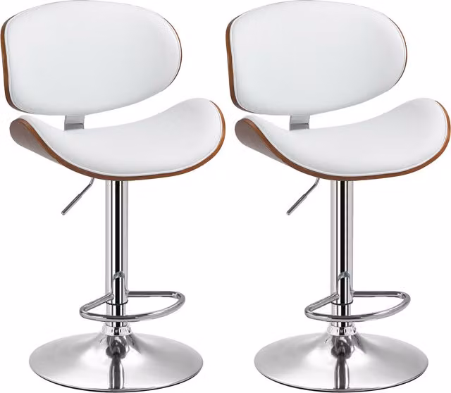 Set da 2 sgabelli da bar HOMCOM con altezza regolabile, colore bianco, L/P/H: 52 x 53 x 112 cm