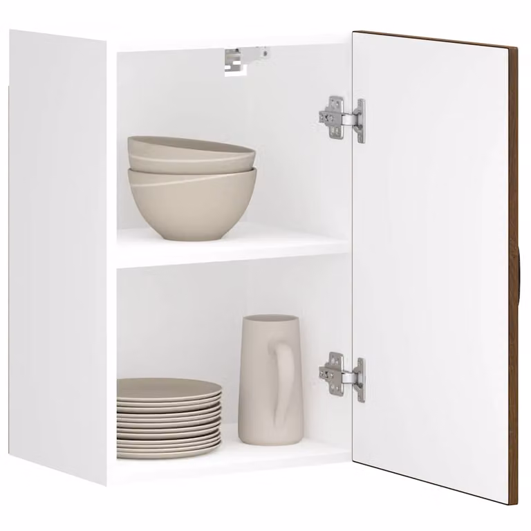 Pensile da cucina moderno vidaXL in legno e MDF marrone e bianco con ante a battente e ripiani interni L 60 cm, P 31 cm, H 40 cm