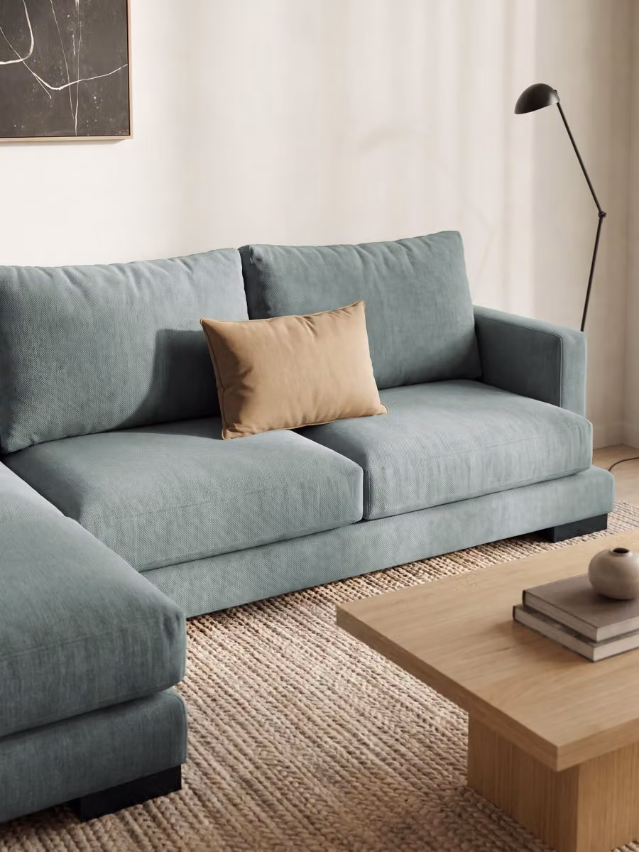 Divano Crate con chaise longue sinistra a 4 posti Kenay Home, colore acquamarina, L: 270 cm – 2