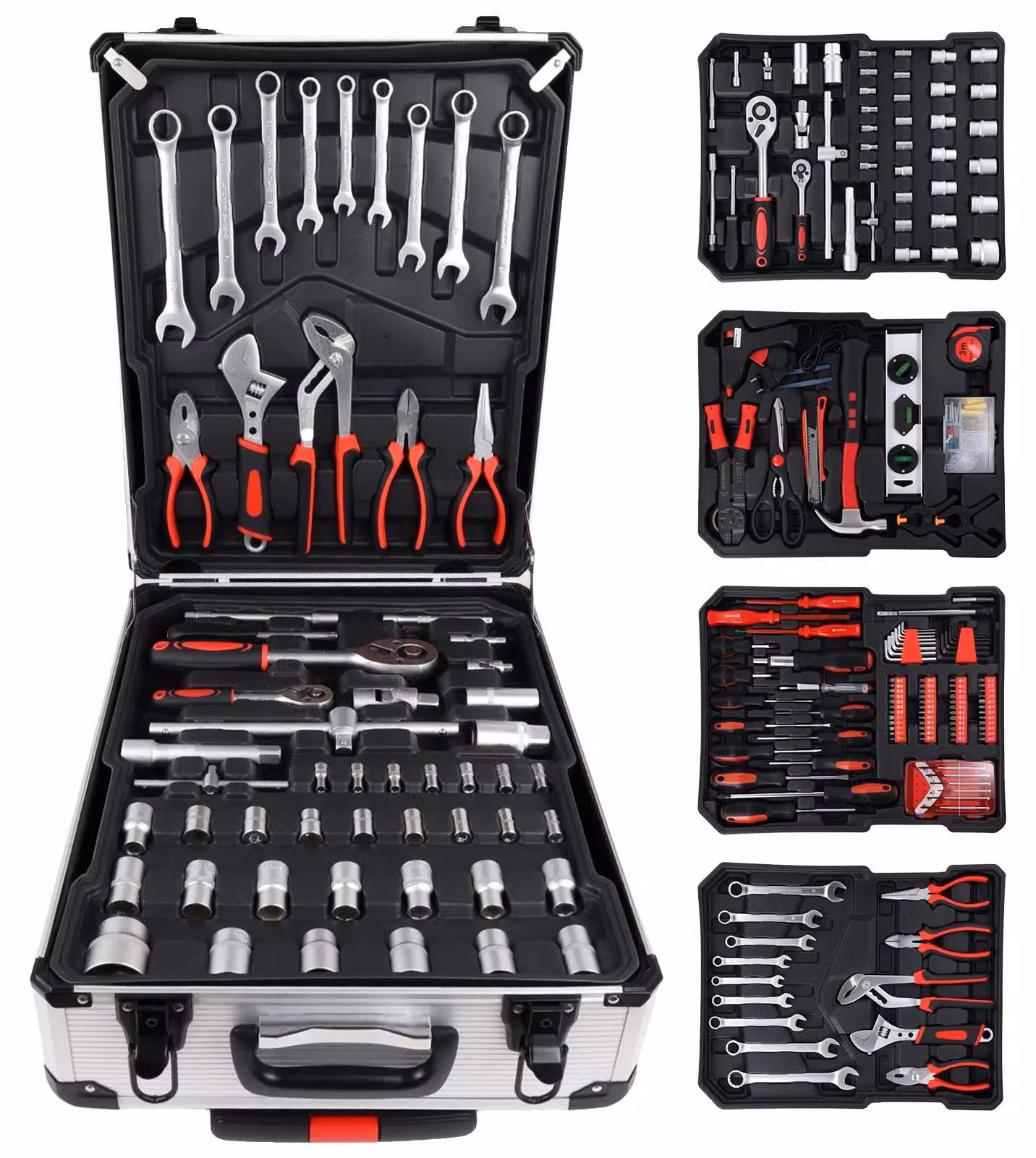 Set di utensili, realizzato in alluminio e plastica resistenti, design compatto, 399 pezzi, adatto per riparazioni domestiche, chiusura sicura