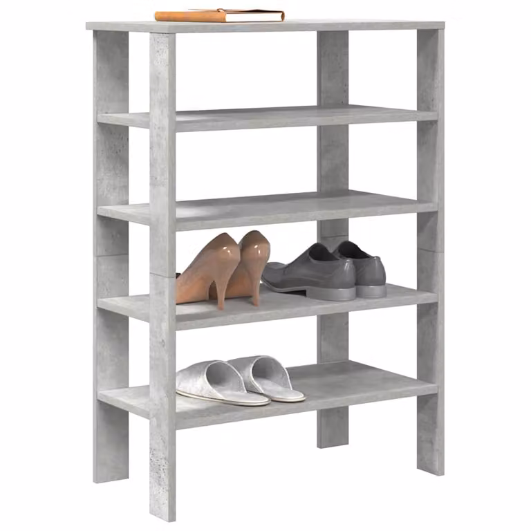 Scarpiera moderna vidaXL in MDF grigio opaco con ripiani interni, L: 61 cm, P: 32 cm, H: 87,5 cm