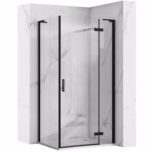 Rea - Box Doccia Black 80X80 Cabina Doccia Senza Piatto Doccia Vetro Di Sicurezza Temperato Transparentne 6mm (Nero Opaco) Porta: 80 Parete: 80 cm