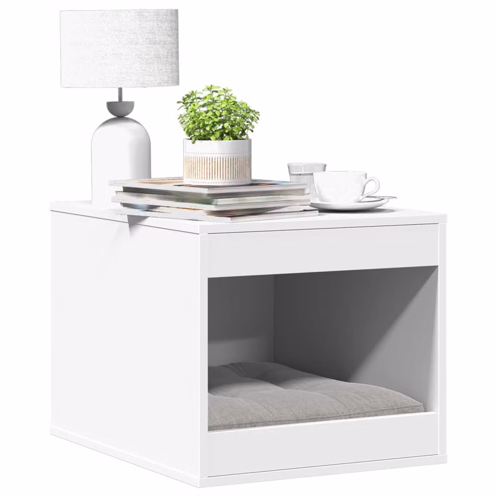 Recinto per lettiera per gatti vidaXL in truciolato bianco L: 47 cm, P: 59 cm, H: 42 cm