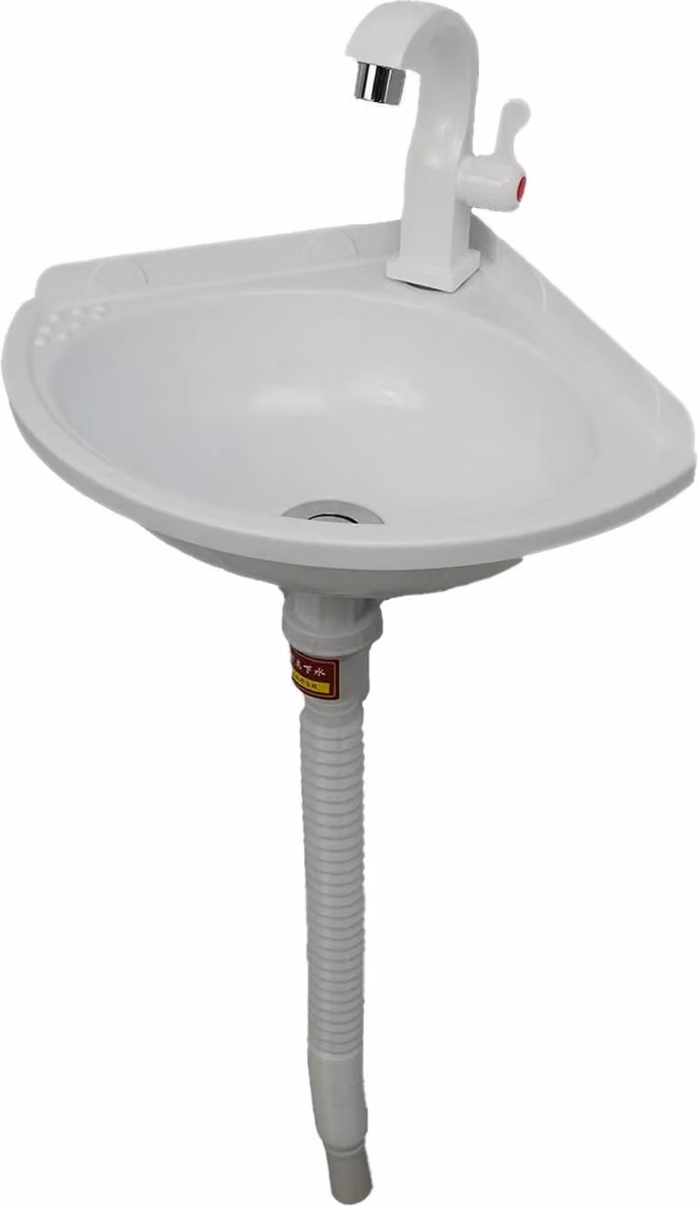 Lavabo angolare, installazione senza forature, acrilico leggero, BIANCO
