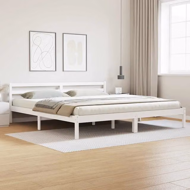 Struttura del letto con testiera in legno di pino bianco vidaXL L: 185,5 cm, P: 69,5 cm, H: 215,5 cm – 1