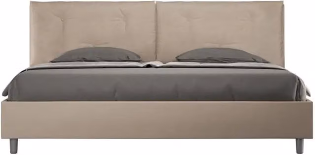 Letto matrimoniale king size senza rete imbottito 200x200 similpelle tortora Appia Large