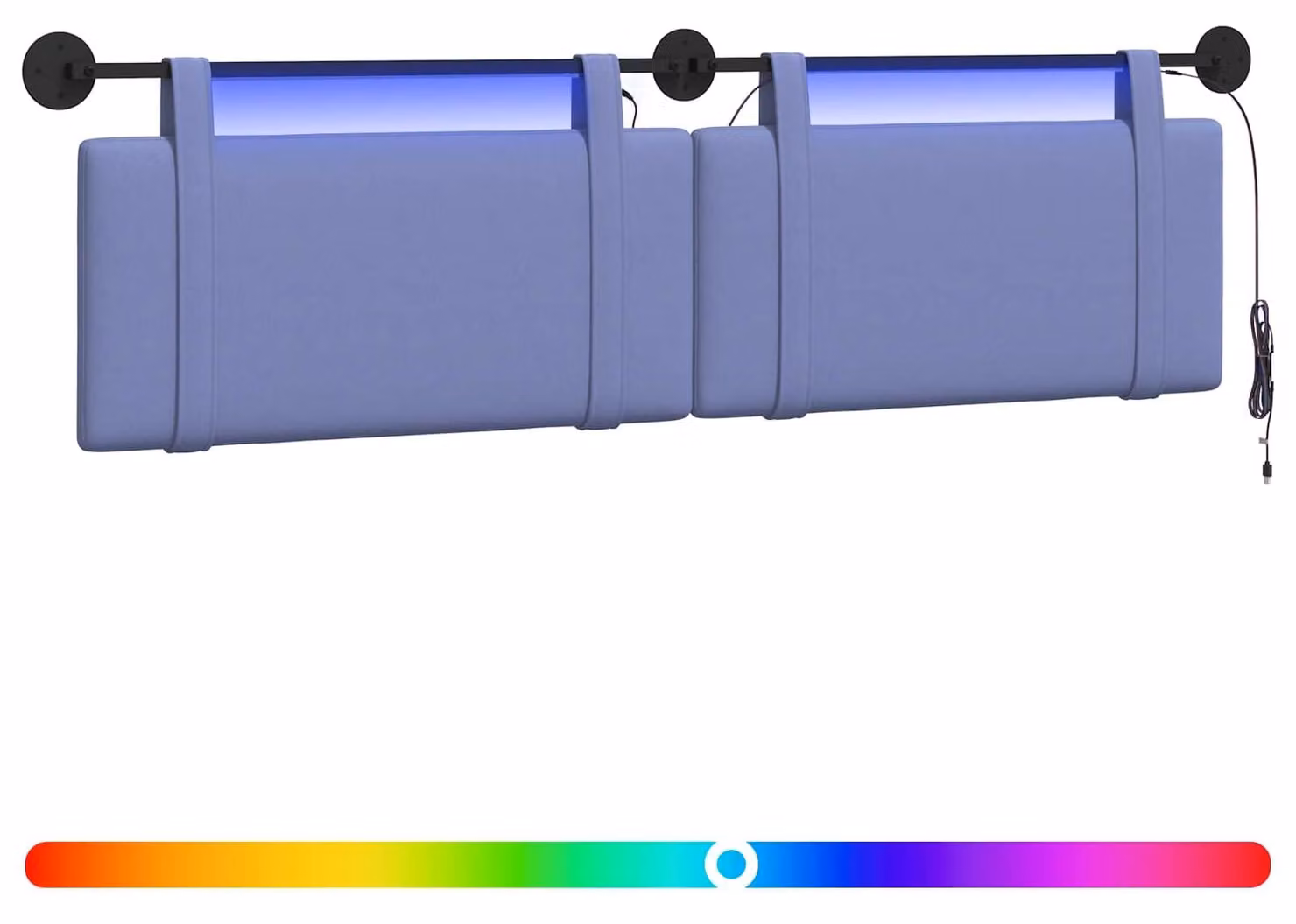 Testiera sospesa Con luce LED Blu jeans Tessuto