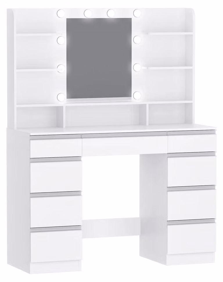 Tavolino da trucco - Specchio per il trucco - Tavolo per il make-up - Con illuminazione LED dimmerabile - 9 cassetti