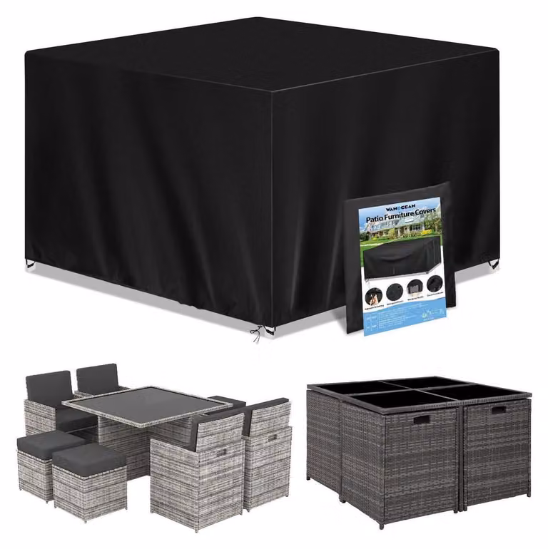 Copertura impermeabile per mobili da giardino, realizzata in tessuto Oxford 420D, anti-UV e resistente agli strappi, forma rettangolare, dimensioni 140x140x90 cm