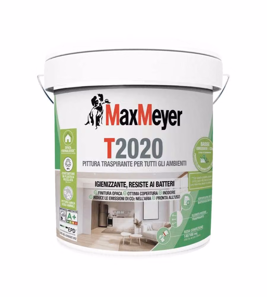 MaxMeyer Pittura Igienizzante T2020 BMB 4L Bianco per Interni Traspirante