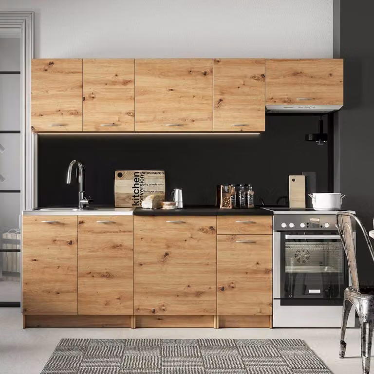 Urzulei - Cucina, Marrone Rovere Nodi, Modulabile, Elettrodomestici non inclusi