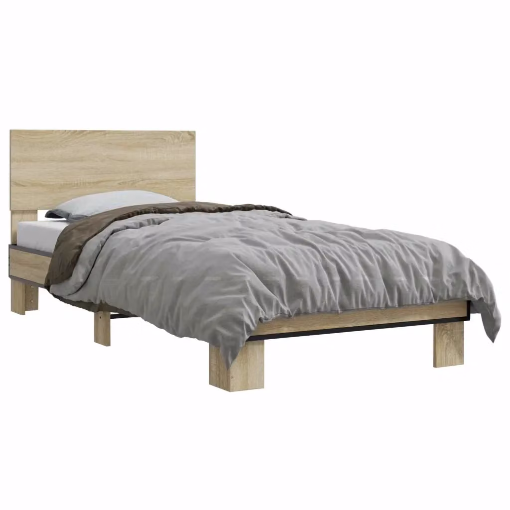 Struttura letto con testata in Rovere Sonoma marrone L/P/H: 204.5 x 80 x 83 cm – 2