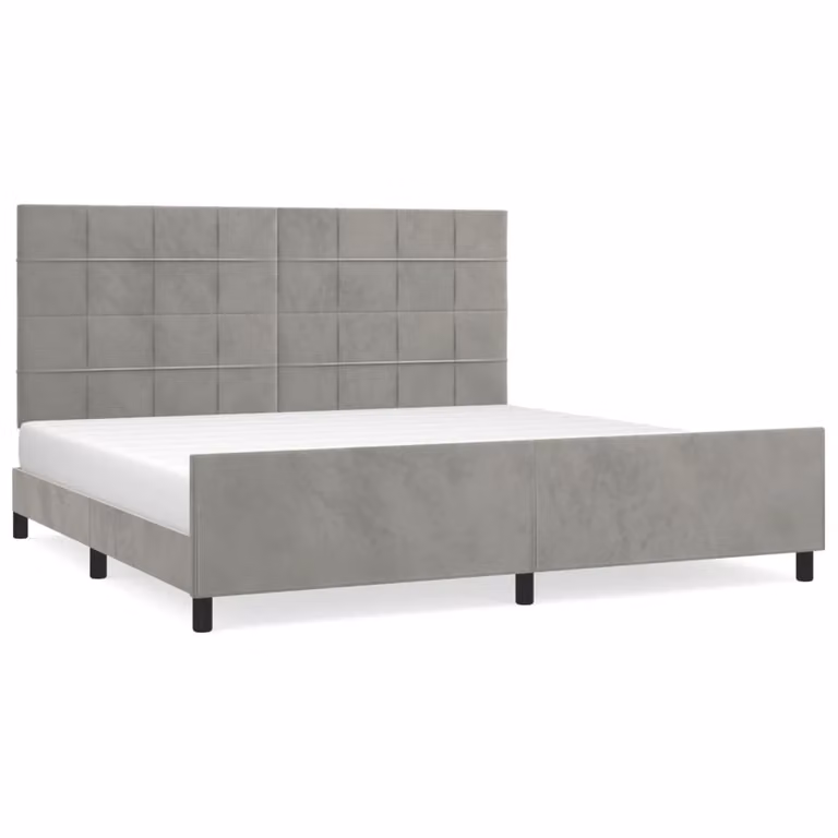 Giroletto senza Materasso Grigio Chiaro 200x200 cm Velluto