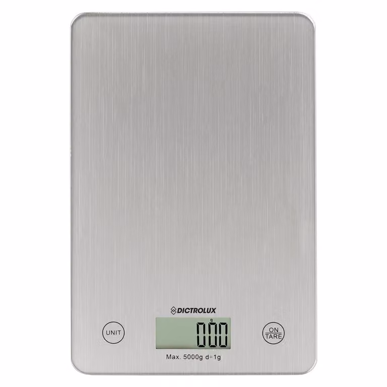 Bilancia Digitale da Cucina Dictrolux, Capacità 5 kg, Colore Argento con Display Digitale e Funzione Conversione Unità