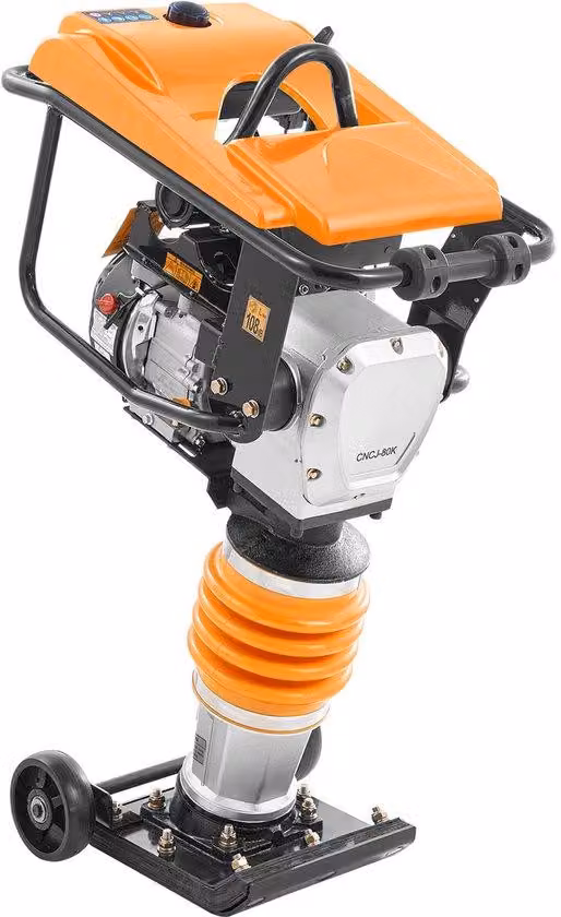 Compattatrici vibranti di tipo Hampelmann - 6,5 cavalli, alimentate a benzina, con motore da 196 cm³. Offrono una forza di trazione di 3600 libbre e raggiungono una profondità di compattazione massima di 26 pollici.