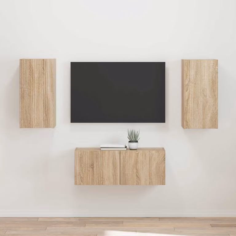 Set di 2 mobili TV moderni vidaXL in legno MDF color beige e marrone per soggiorno