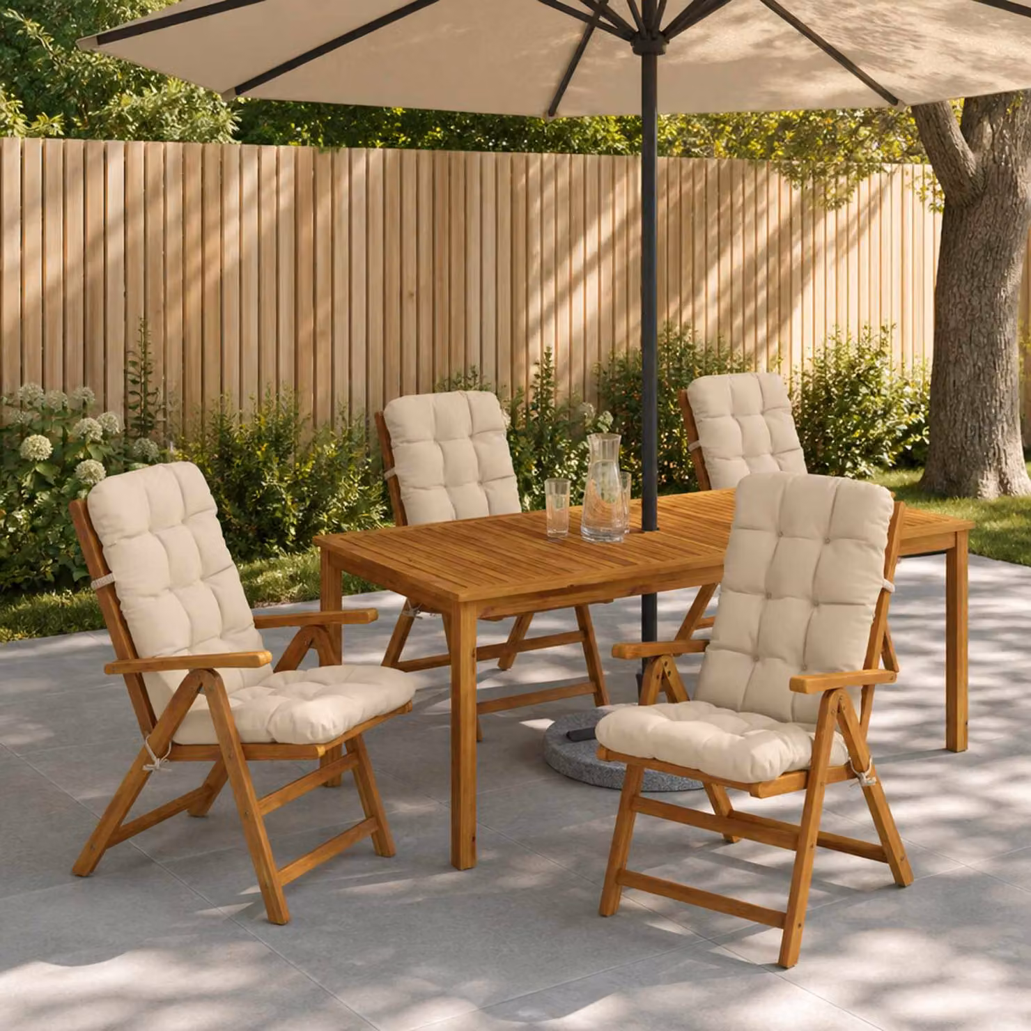 Set di 4 cuscini per sedia alta vidaXL VIANEN in poliestere, colore beige, con fodera rimovibile e resistente ai raggi UV