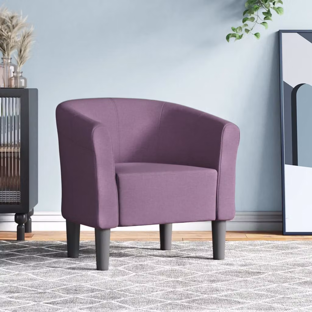 Poltrona Cabriolet vidaXL Viola in Tessuto con Braccioli e Struttura in Legno e Plastica