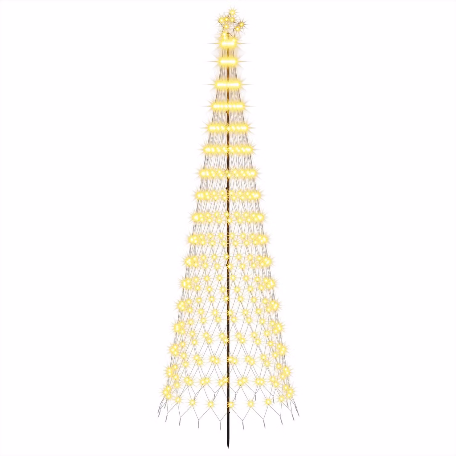 Albero di Natale a LED, 300 cm, 350 LED, luce bianca calda, struttura in ferro, colore nero