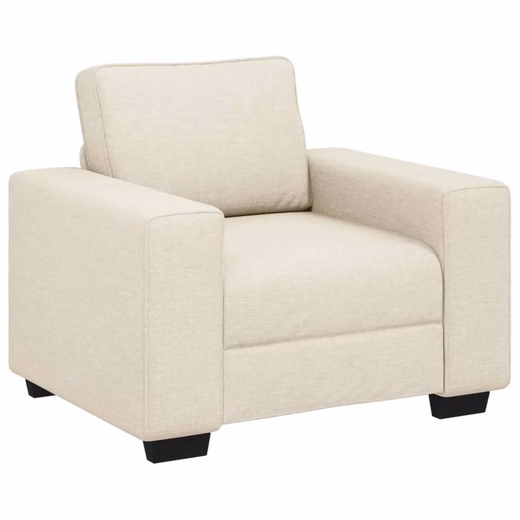 Poltrona moderna vidaXL in tessuto beige con braccioli e struttura in legno e metallo – 2