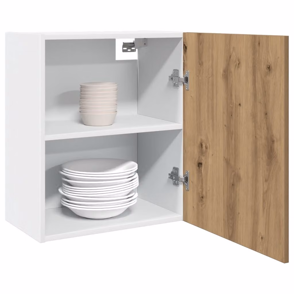 Pensile da cucina moderno vidaXL Lyon con ante a battente in MDF, marrone e bianco, L 50 cm x P 31 cm x H 60 cm