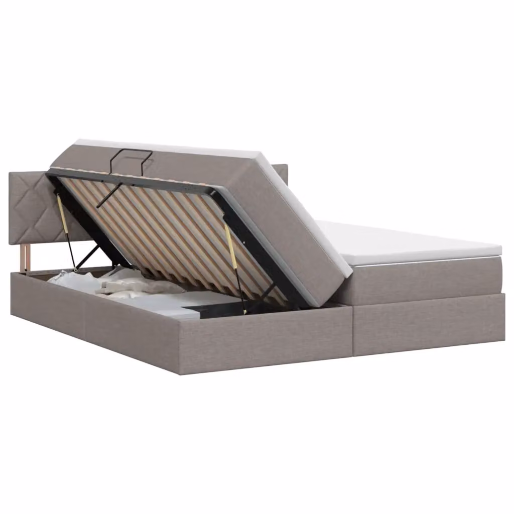 Letto con Contenitore e Testiera vidaXL in Pelle Sintetica e Tessuto, L/P/H: 200 x 200 x 88 cm – 2