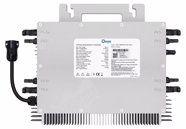 Microinverter solare, supporta 4 moduli fotovoltaici, funzione anti-retroalimentazione, inverter da 2000 W, 230 V, 22-60 V