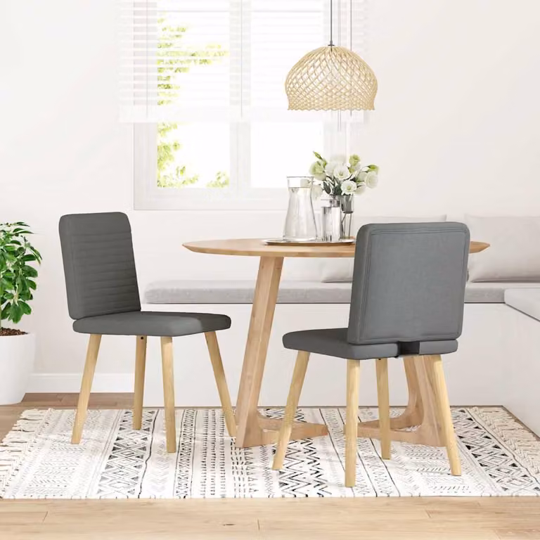 Sedie da Pranzo 2 pz Grigio Scuro in Tessuto
