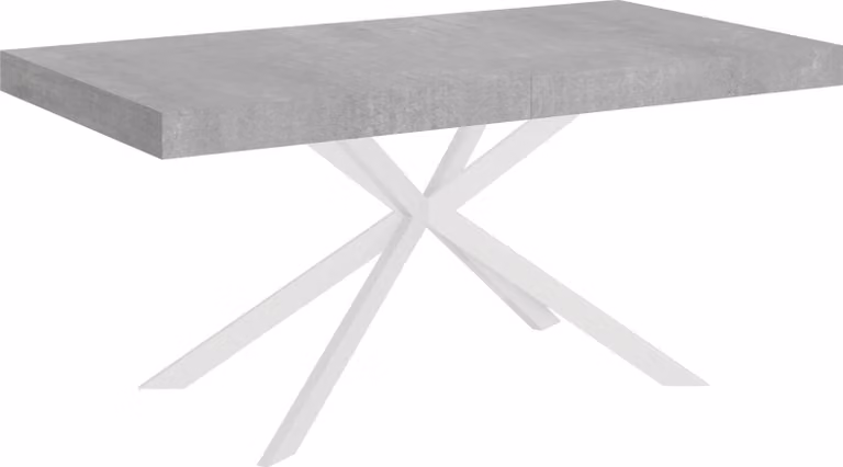 ITYHOME - Tavolo allungabile 160/264x90 cm Plaker cemento gambe bianche