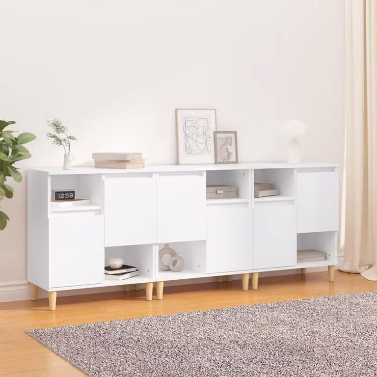 Set di 3 credenze vidaXL bianche in legno multistrato per cucina e sala da pranzo L/P/H: 60 x 35 x 70 cm