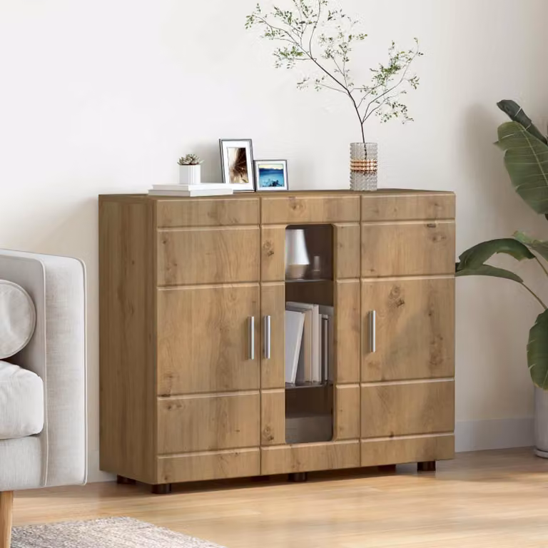 Armadio moderno vidaXL in legno rovere marrone con ante a battente e ripiani interni