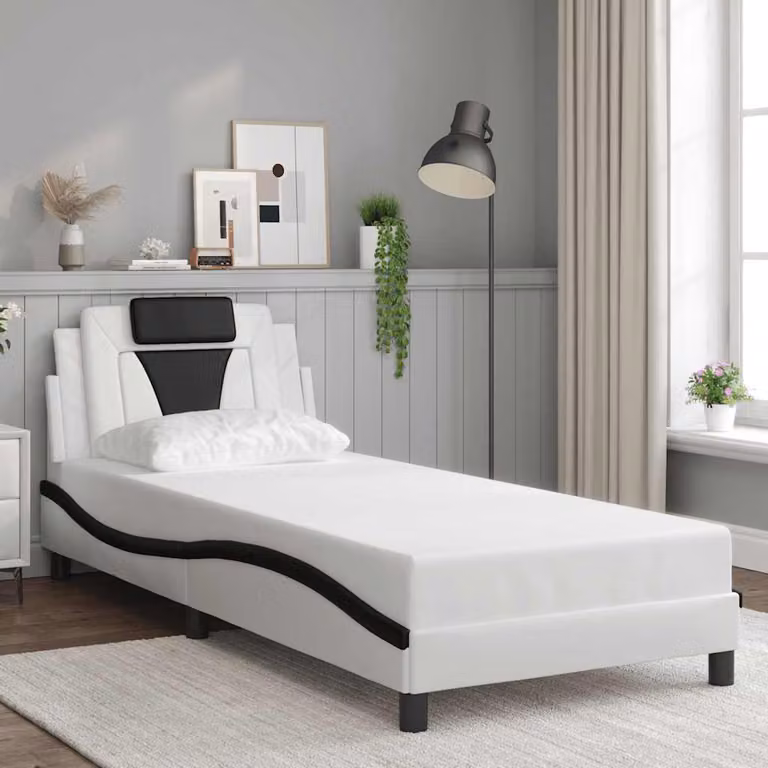 vidaXL Giroletto Viana senza Materasso in Similpelle Nero e Bianco 90x190 cm