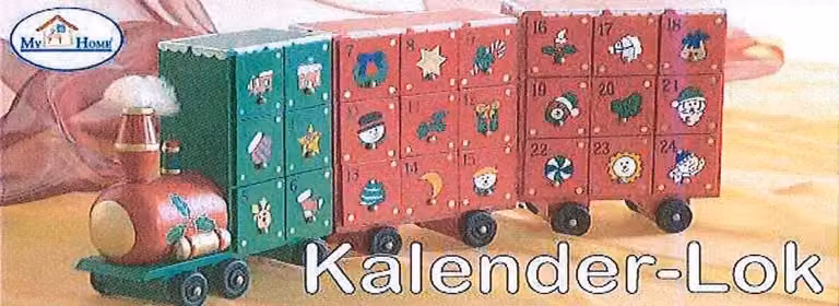 Calendario dell'Avvento in legno con decorazioni