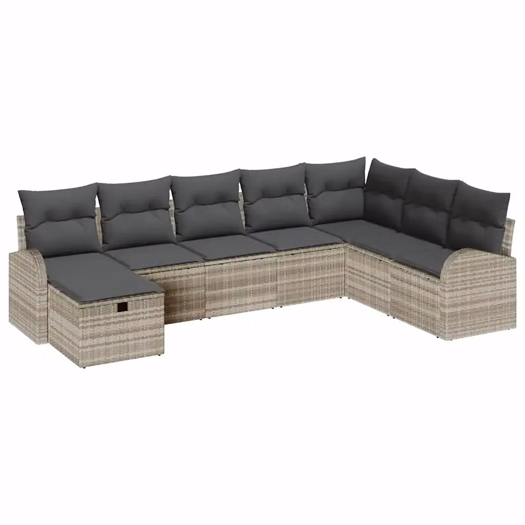 Set di divani da giardino vidaXL 8 pz in polyrattan grigio con cuscini e struttura in acciaio – 2