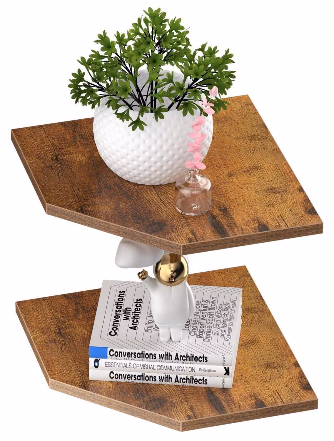 Set di 2 mensole da parete galleggianti, colore marrone ruggine, dimensioni 26,5 cm