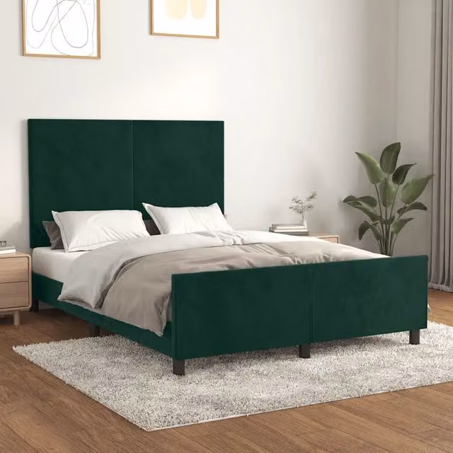 Giroletto senza Materasso-Struttura Letto Verde Scuro 140x190 cm in Velluto 315260