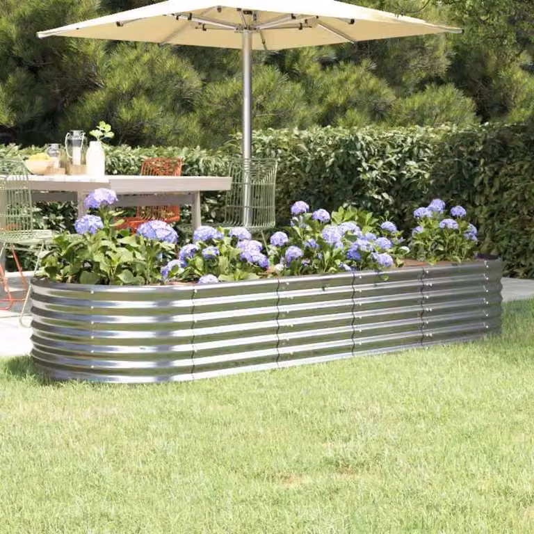Letto da giardino rialzato vidaXL in acciaio zincato argento L: 224 cm, P: 80 cm, H: 36 cm