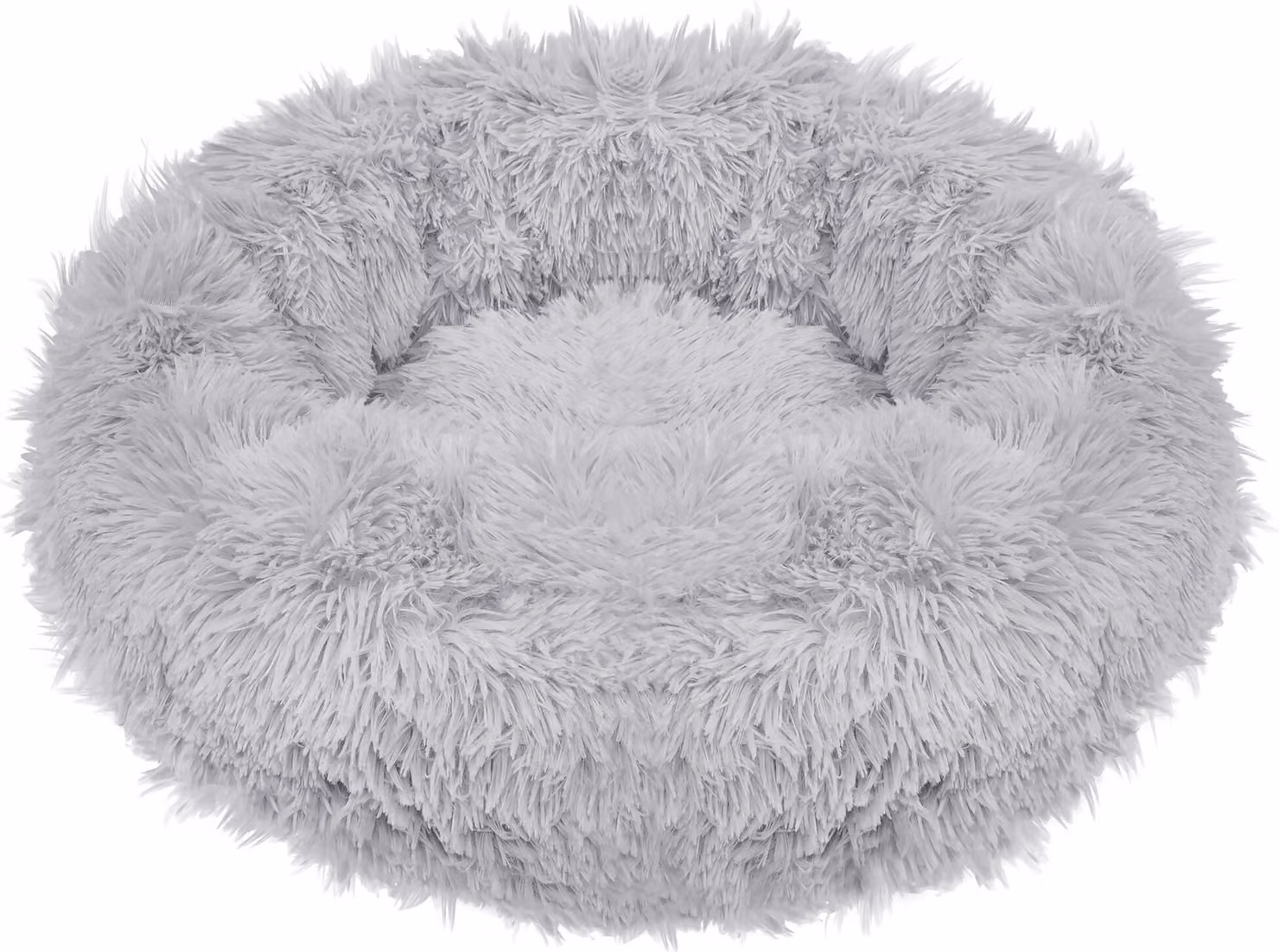 Lettino per cani, Superficie di sdraio, Ø 120 cm, Grigio, Rotondo, Pelliccia sintetica, Superficie di riposo, Confortevole, Accogliente, Parte inferiore antiscivolo