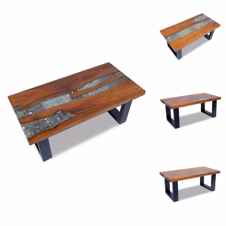 vidaXL Tavolino in resina teak 100x50 cm - Tavolini da caffè