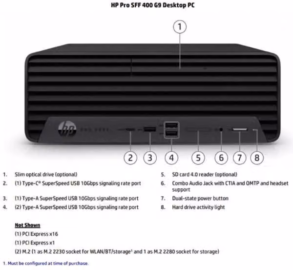 PC Desktop HP Pro Small Form Factor 400 G9 Nero con Intel Core i3, 8 GB RAM, 512 GB SSD e Windows 11 Pro – 1