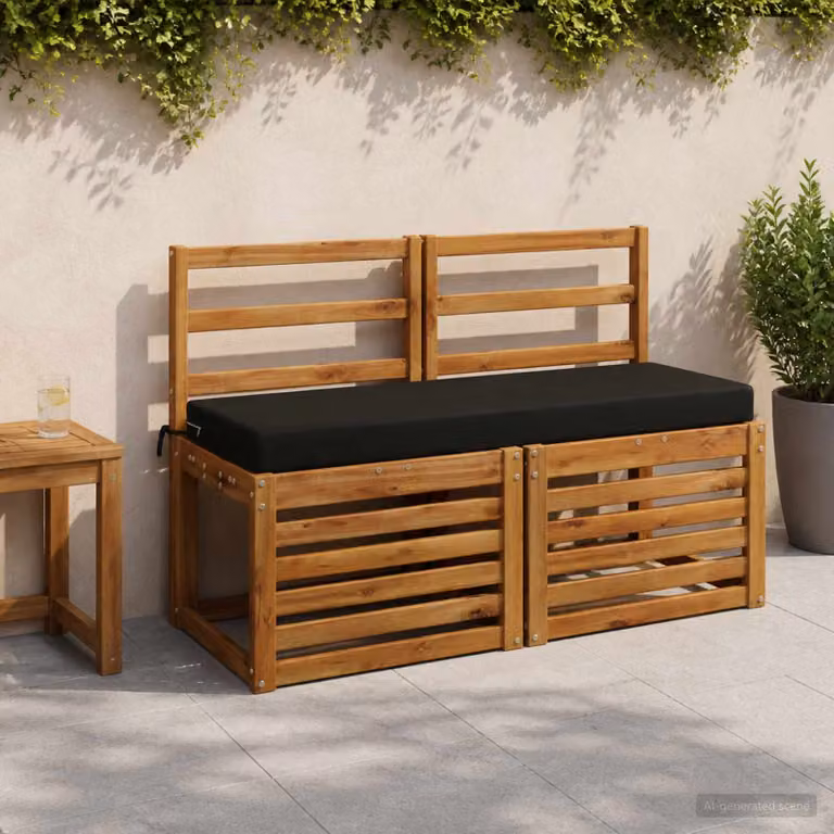 vidaXL Cuscino per panchina SOEST in poliestere nero L 120 cm x P 40 cm x H 8 cm