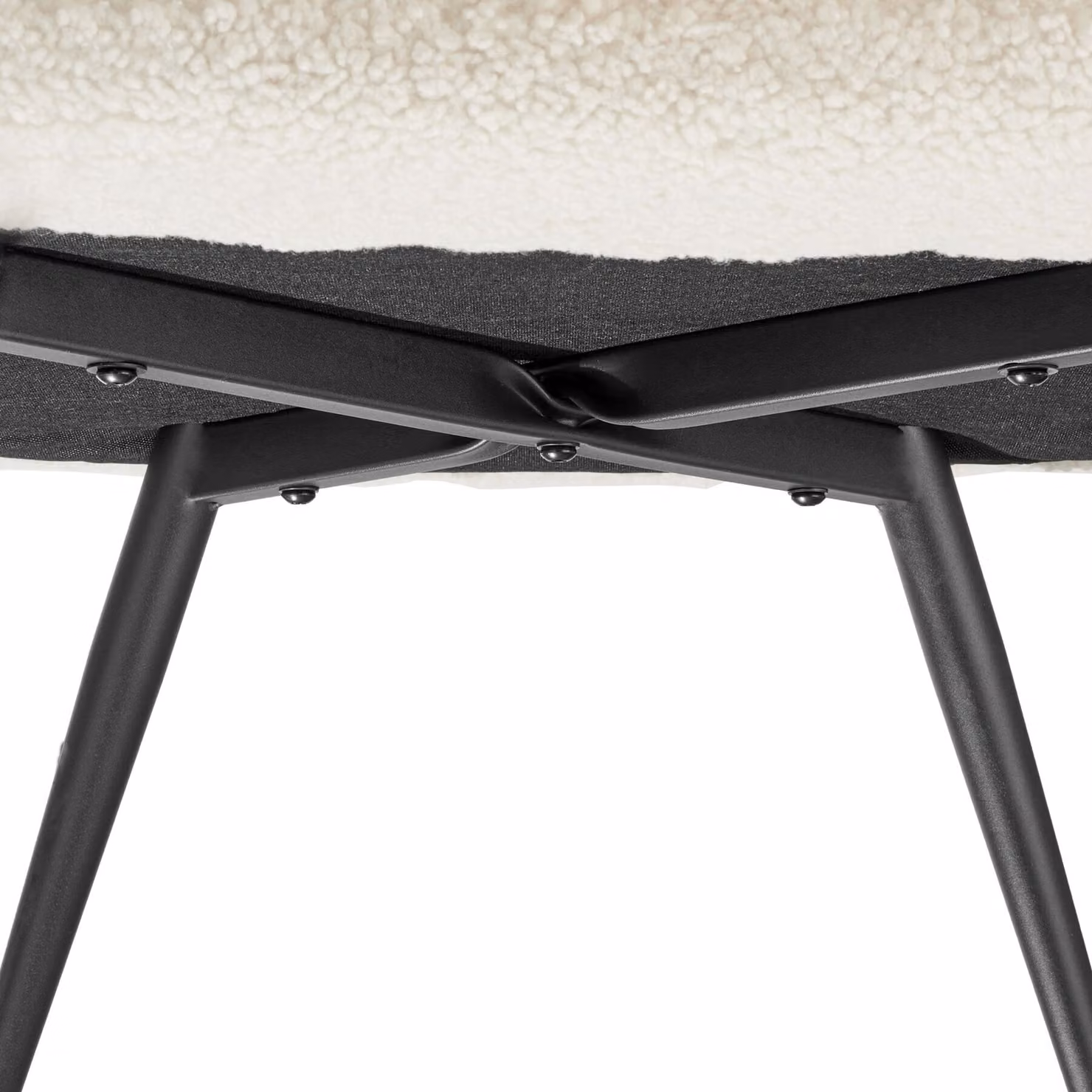 Poltrona scandinava Tectake in bouclé bianco e nero con braccioli per soggiorno L: 100,5 cm, P: 72 cm, H: 76 cm – 1